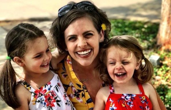 mom and 2 little girls smiling, mom sobriety journey