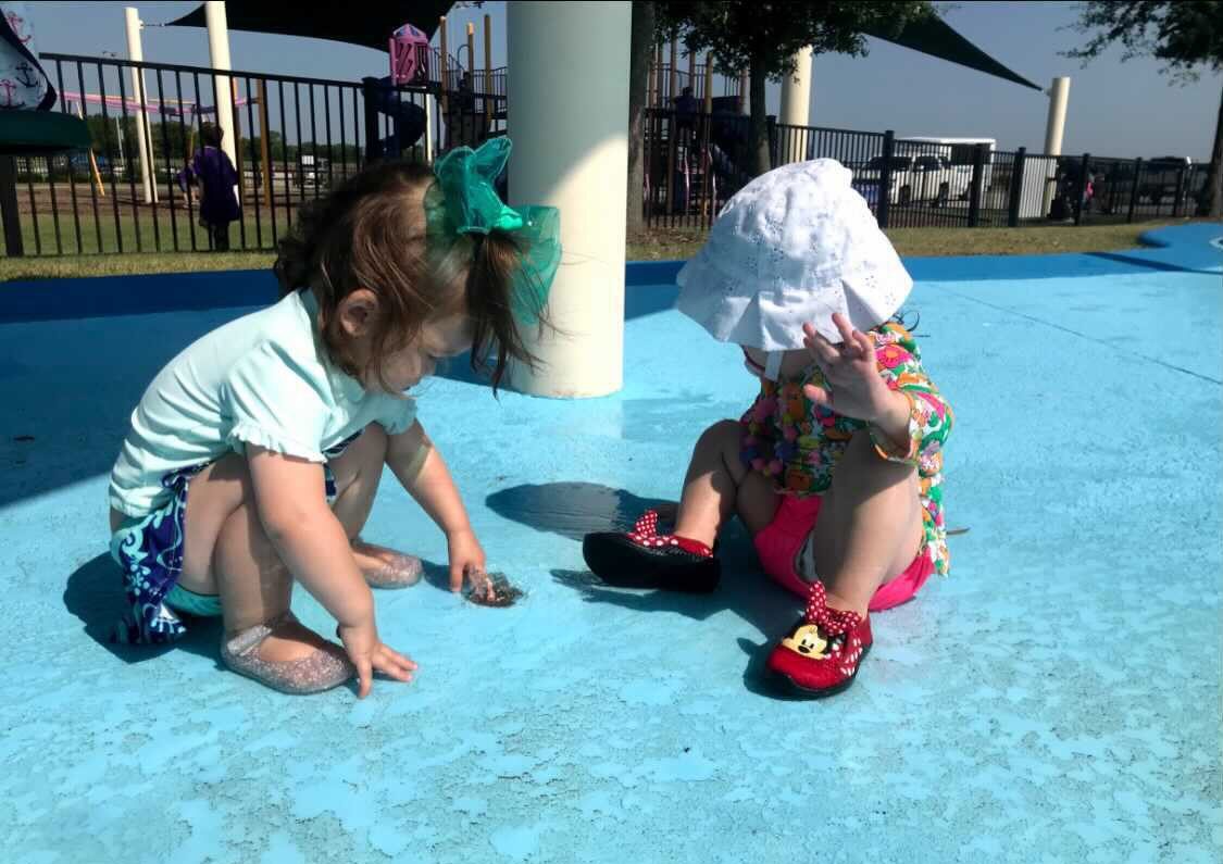 toddlers at McKinney splash pad, splash pads in collin county