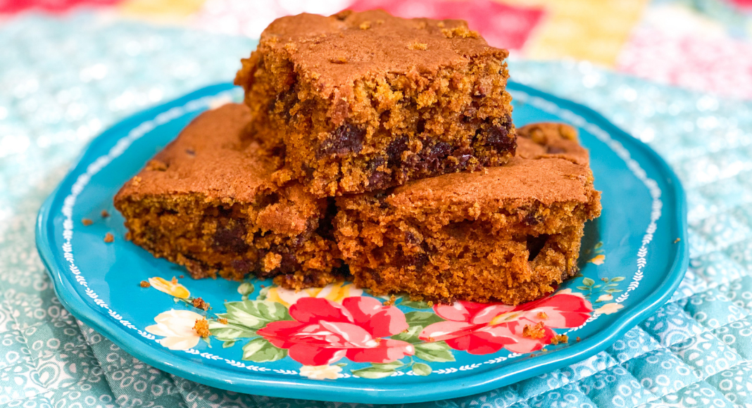 pumpkin brownies on a plate as an example of tried and true pumpkin recipes and pumpkin desserts