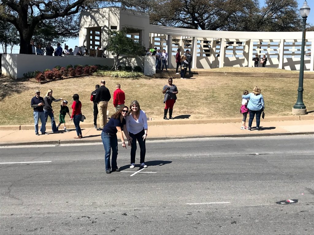 two woman at the site of JFK assassination, DFW Staycations