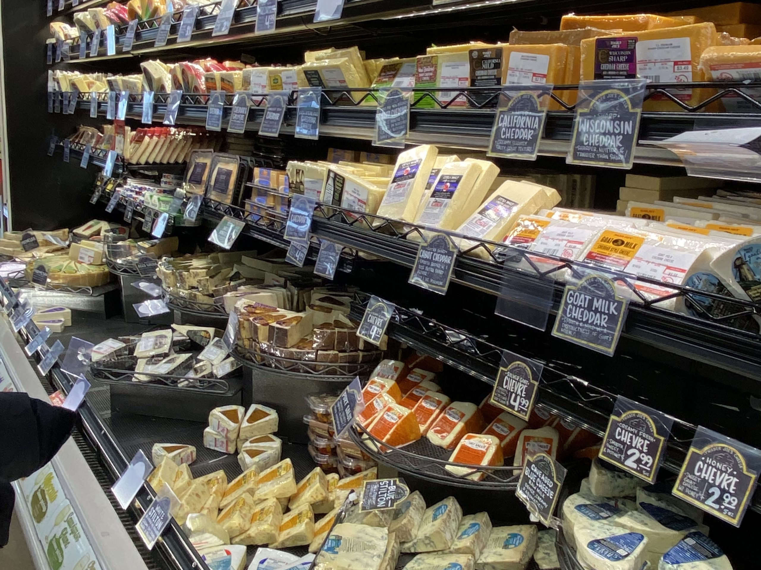 what to buy at trader joe's: cheese display