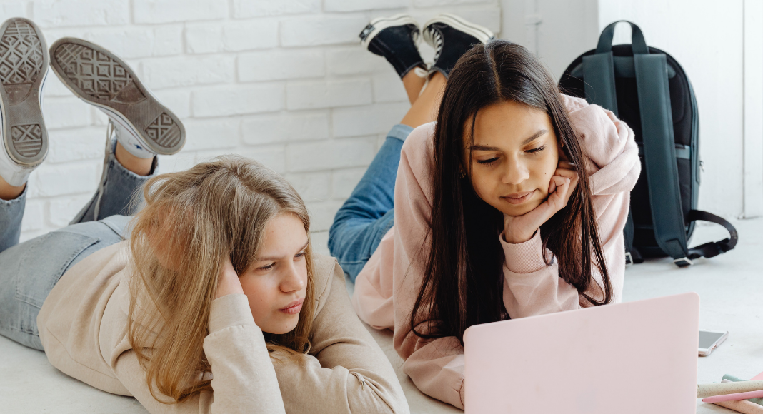 teen girls on a laptop, Teen Dating Violence Awareness