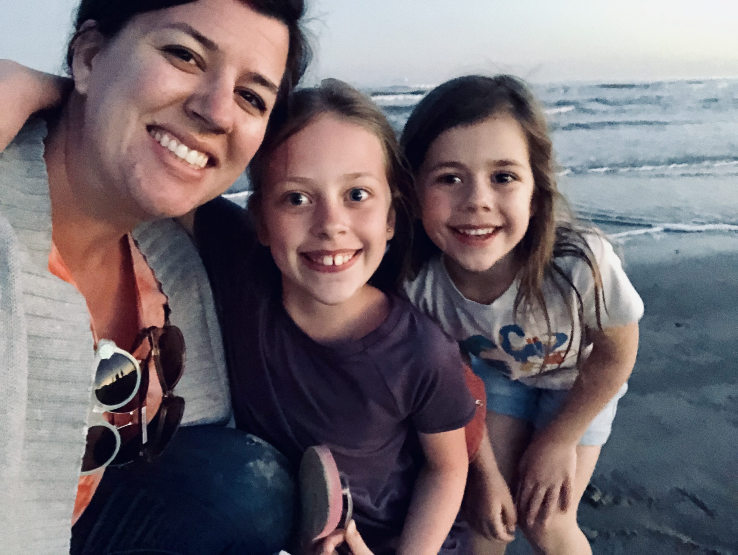  selfie of mom and 2 daughters at beach, lessons from inspirational women