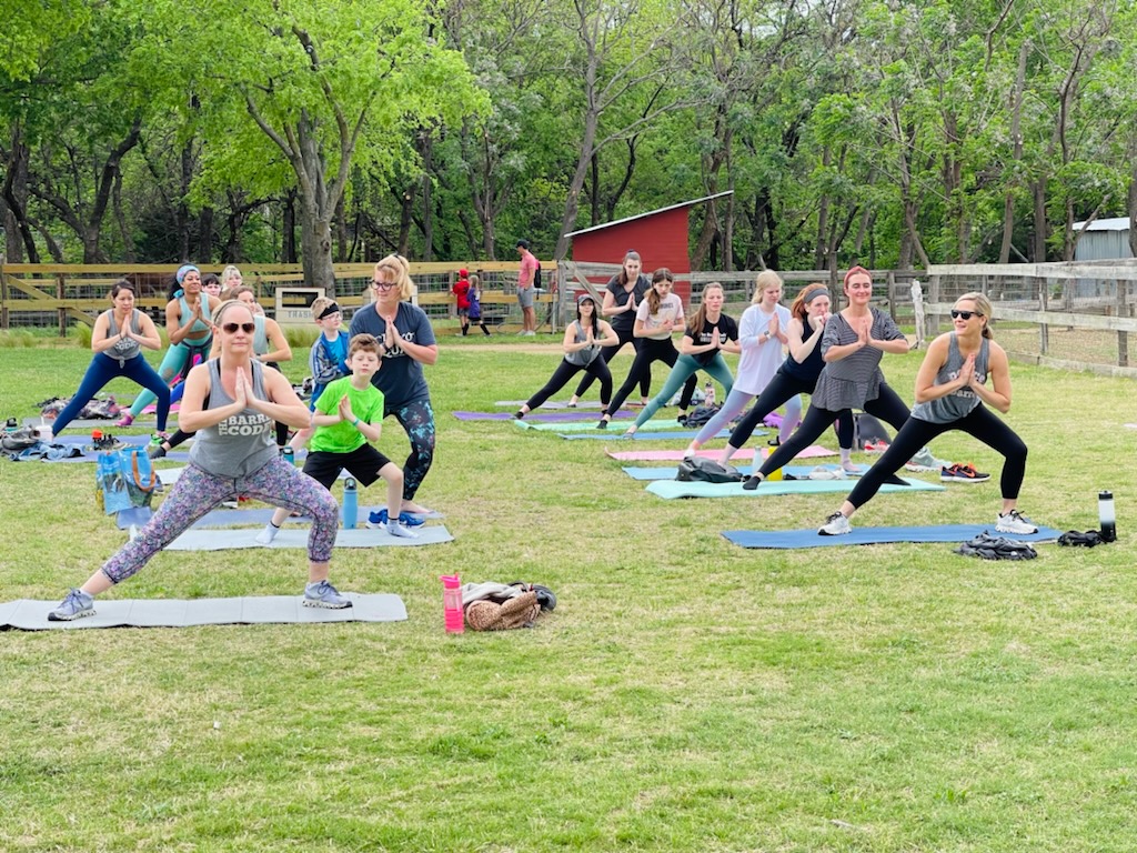 women's workout class at Heritage Farmstead Museum