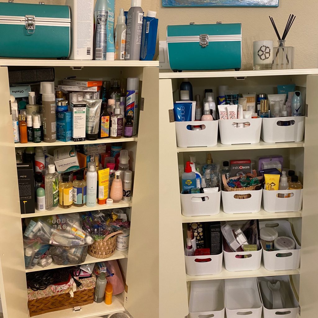 organize your stuff like a pro before and after cabinet
