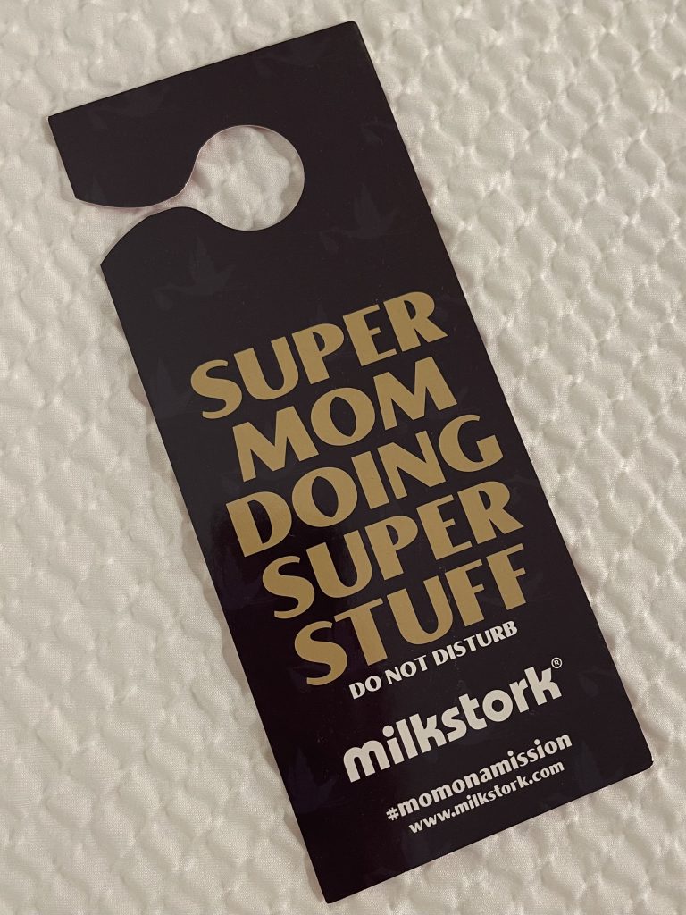 door hanger that says "super mom doing super stuff" from milkstork