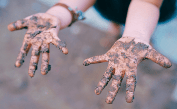muddy kid hands