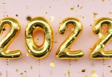 2022 in gold balloon numbers