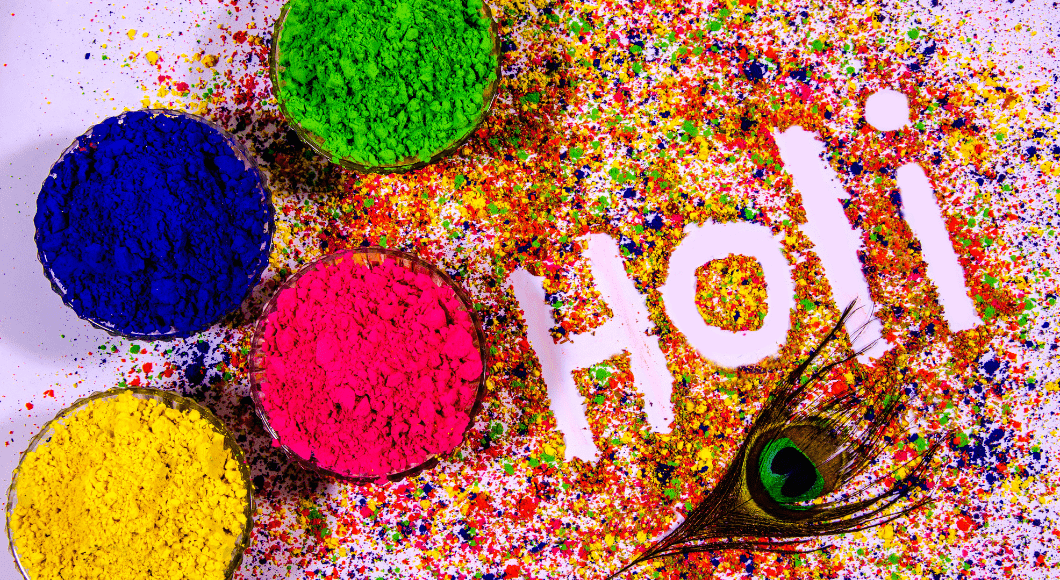 Colorful holi powders.