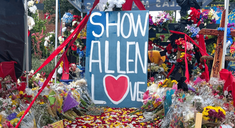 Allen Shooting Memorial sign reading 