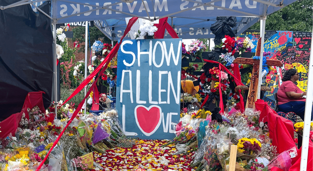 Allen Shooting Memorial sign reading "Show Allen Love."
