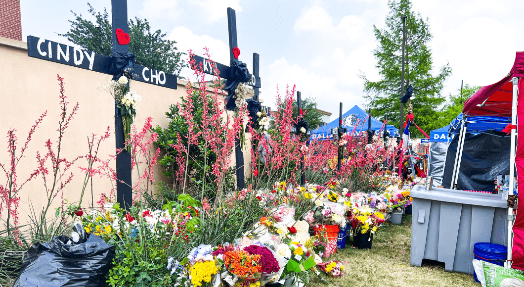 Allen Shooting Memorial crosses and flowers