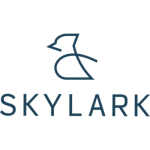 Camp Skylark's logo, a line drawing that represents a bird, atop simple all-caps lettering that reads "SKYLARK"