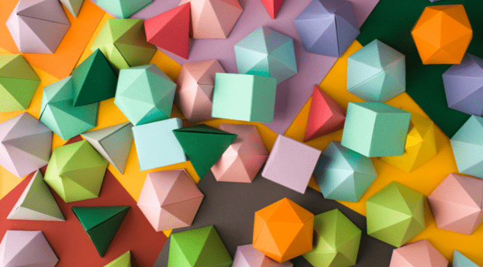 3d geometric shapes of varying colors